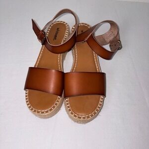 White Mountain Plink Cognac Brown Espadrille Platform Sandals Womens 11